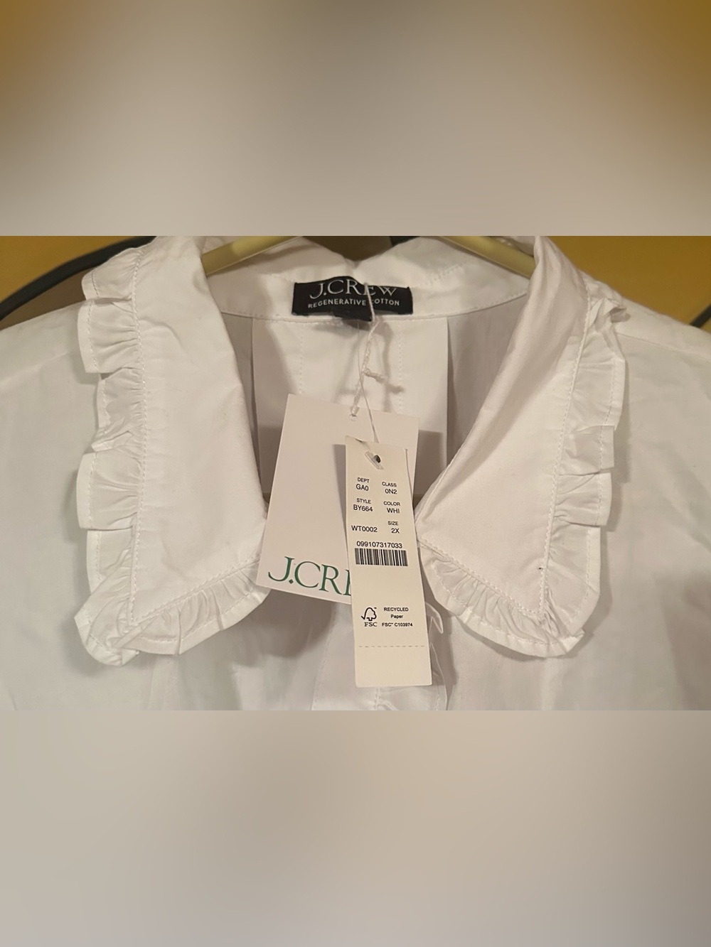 J. Crew Whitr Ruffle Button down shirt NEW with tags!